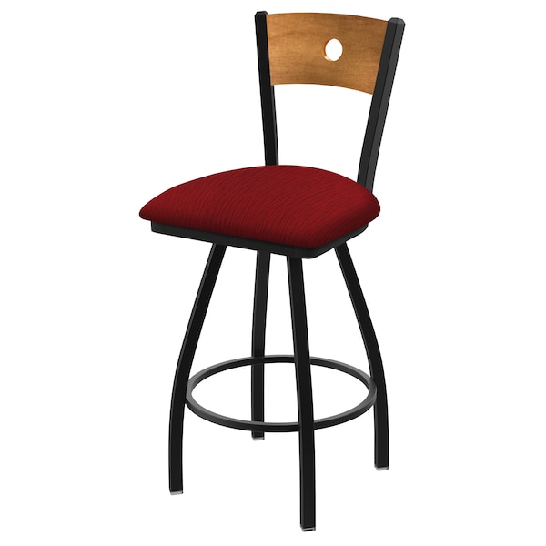 36" Swivel Counter Stool, Nickel Finish, Med Back, Graph Ruby Seat